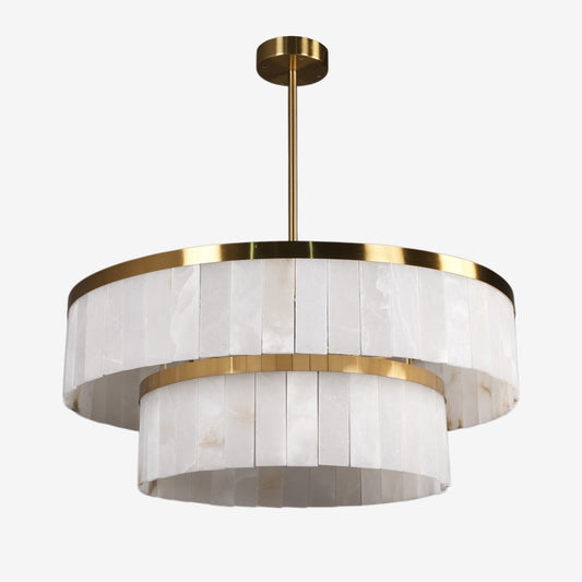 Round double-layer alabaster chandelier