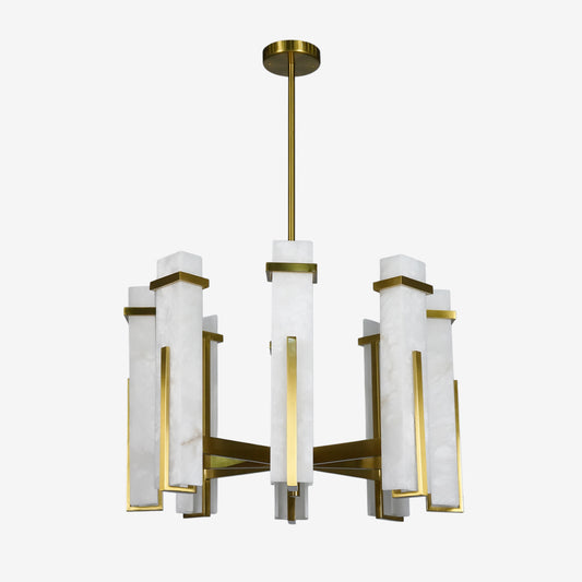 Ring-shaped alabaster chandelier