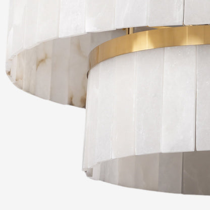 Round double-layer alabaster chandelier
