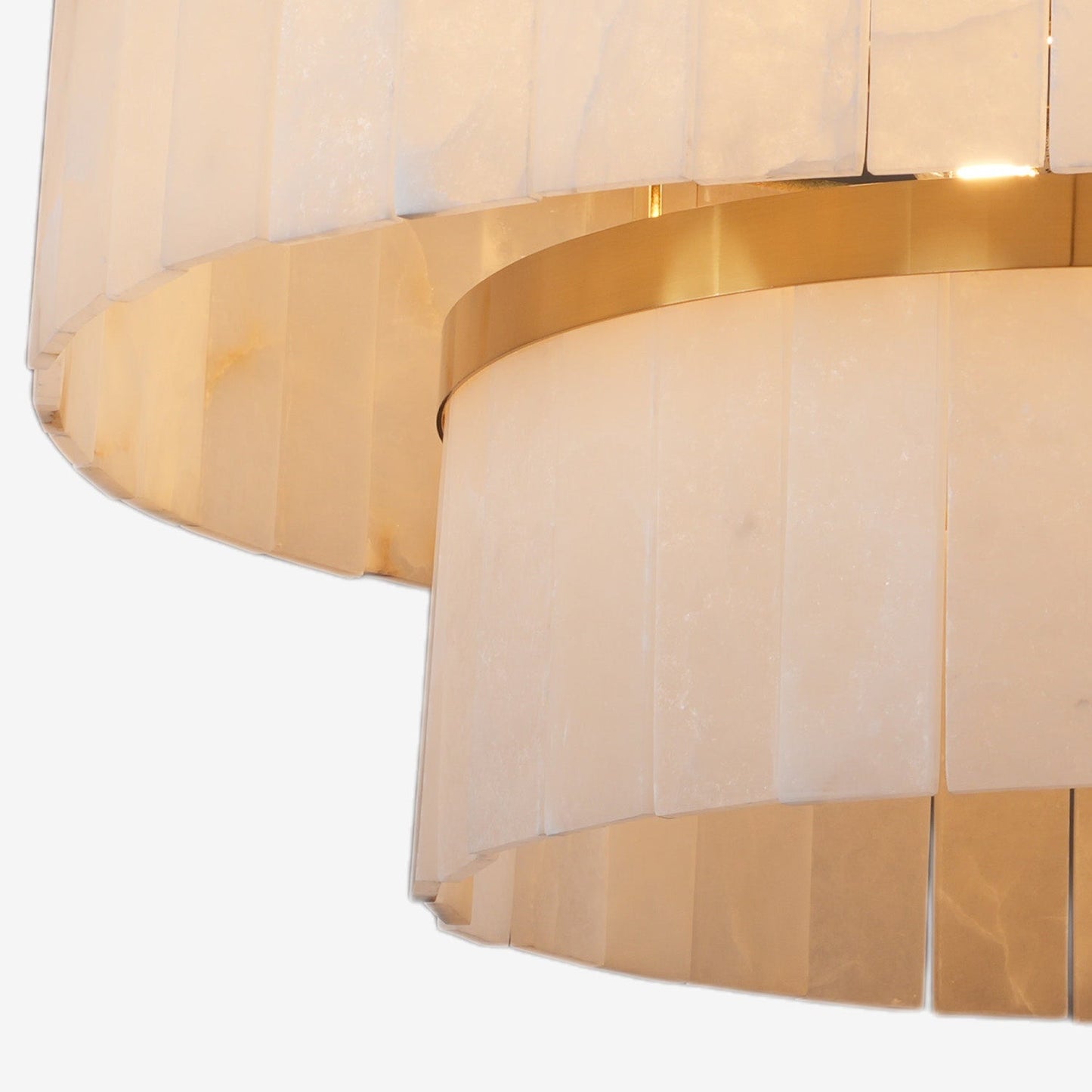 Round double-layer alabaster chandelier