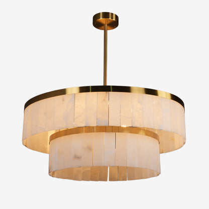 Round double-layer alabaster chandelier