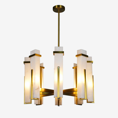 Ring-shaped alabaster chandelier