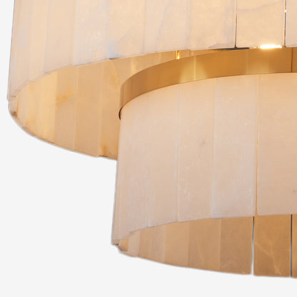Round double-layer alabaster chandelier